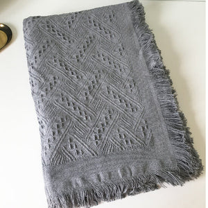 Knit Throw Blanket,summer linen waffle blanket - KnitFirst