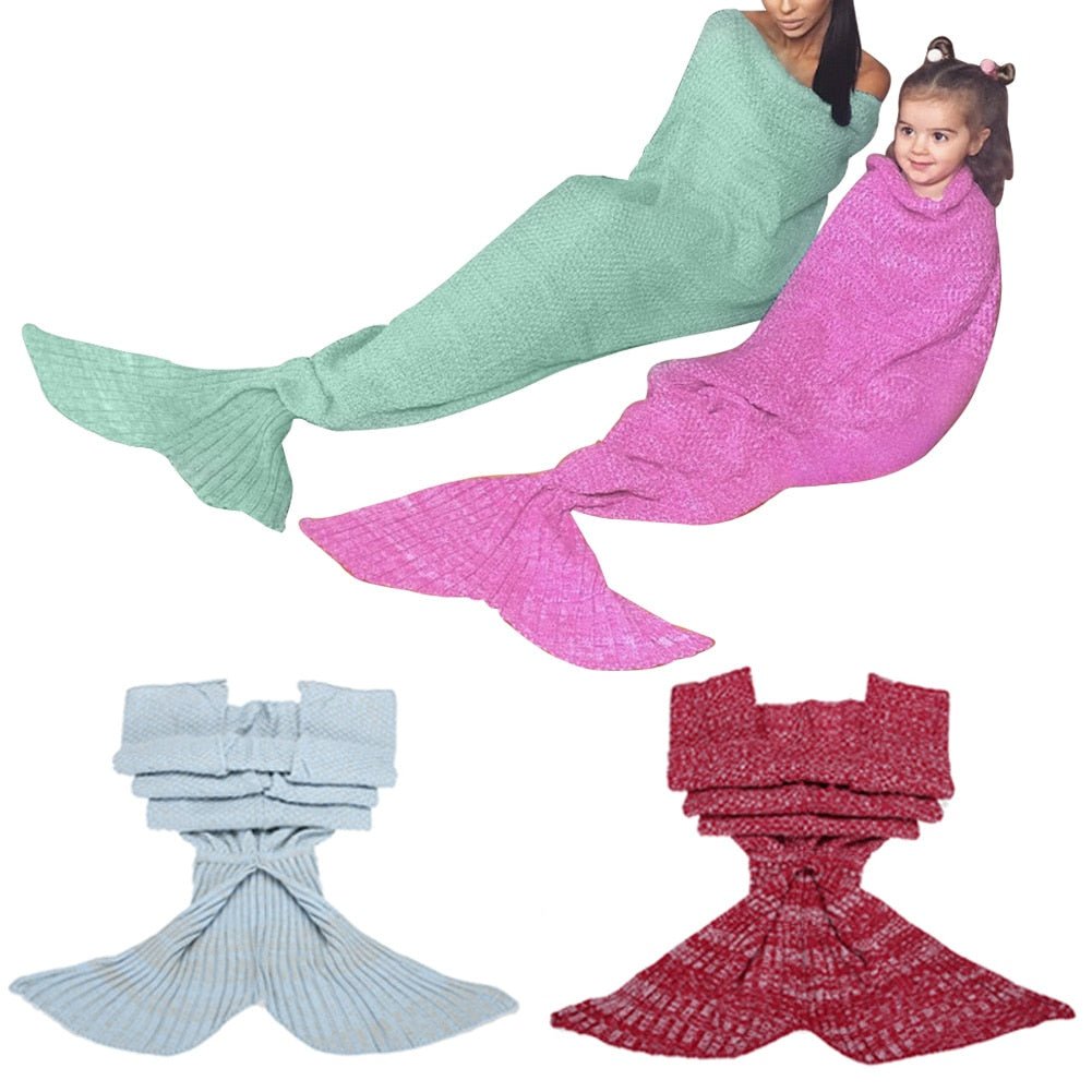 Mermaid Tail Sofa Blanket Super Soft Warm Hand Crocheted Knitting Blankets - KnitFirst