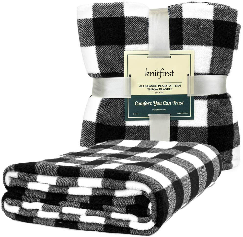 Plaid Throw Blanket - KnitFirst