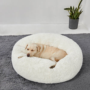 Round Plush Dog Bed Cat Bed Donut, Faux Fur Pet Bed Self - Warming Donut Cuddler - KnitFirst