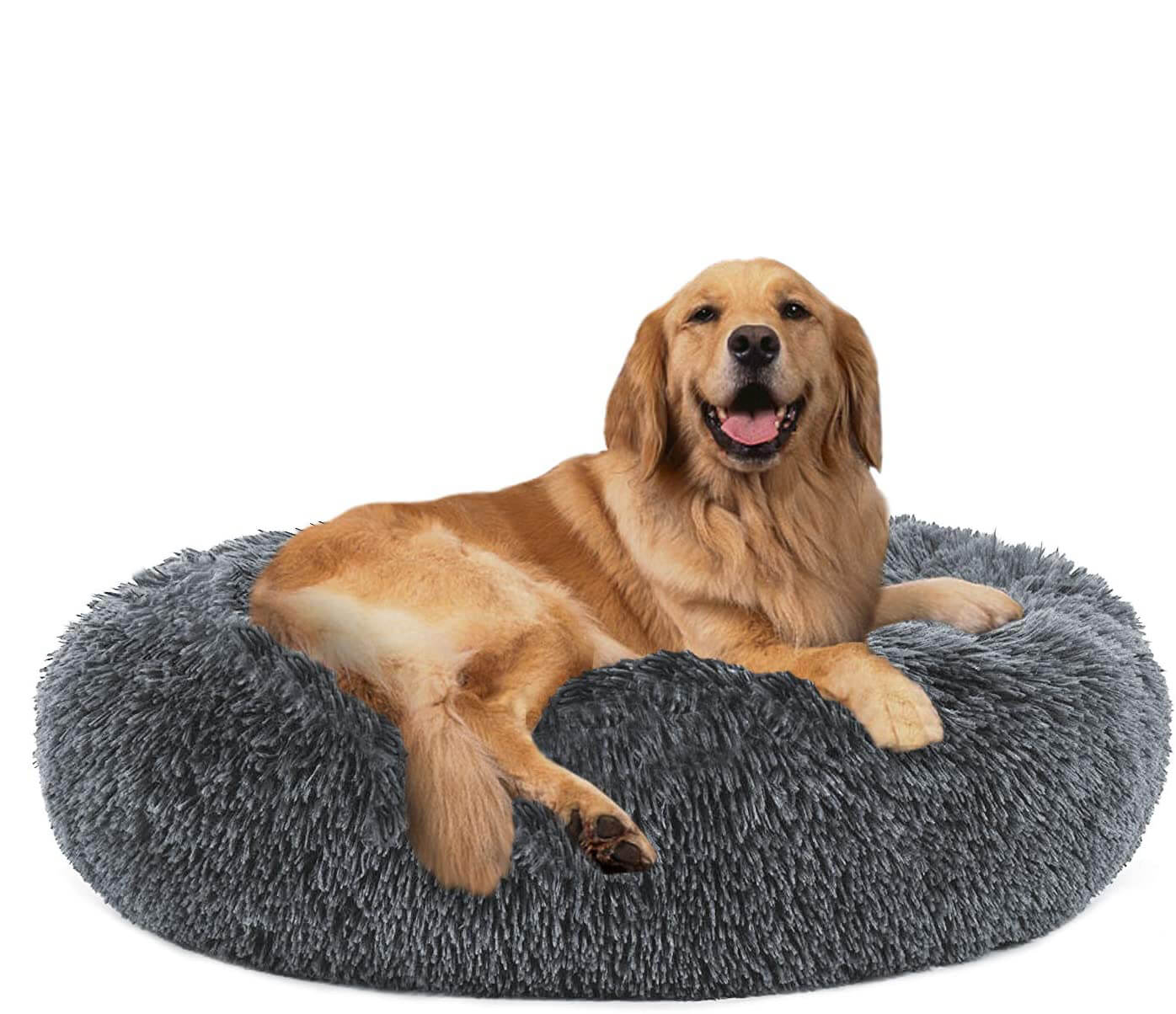 Round Plush Dog Bed Cat Bed Donut, Faux Fur Pet Bed Self - Warming Donut Cuddler - KnitFirst