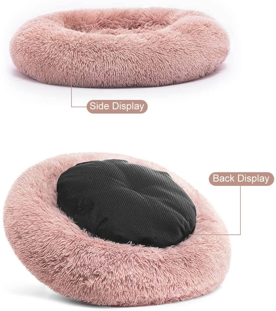 Round Plush Dog Bed Cat Bed Donut, Faux Fur Pet Bed Self - Warming Donut Cuddler - KnitFirst