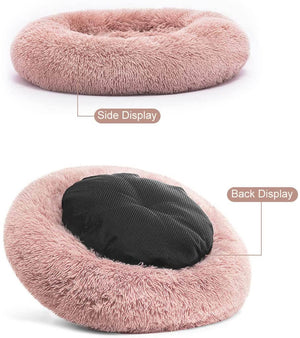 Round Plush Dog Bed Cat Bed Donut, Faux Fur Pet Bed Self - Warming Donut Cuddler - KnitFirst