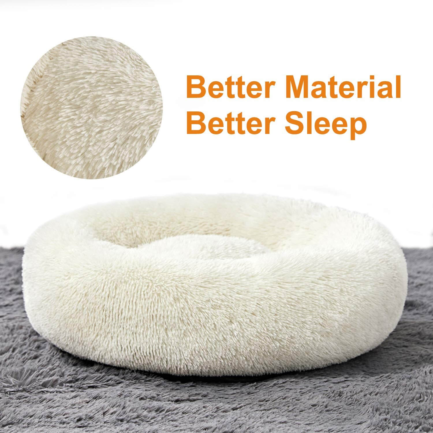 Round Plush Dog Bed Cat Bed Donut, Faux Fur Pet Bed Self - Warming Donut Cuddler - KnitFirst