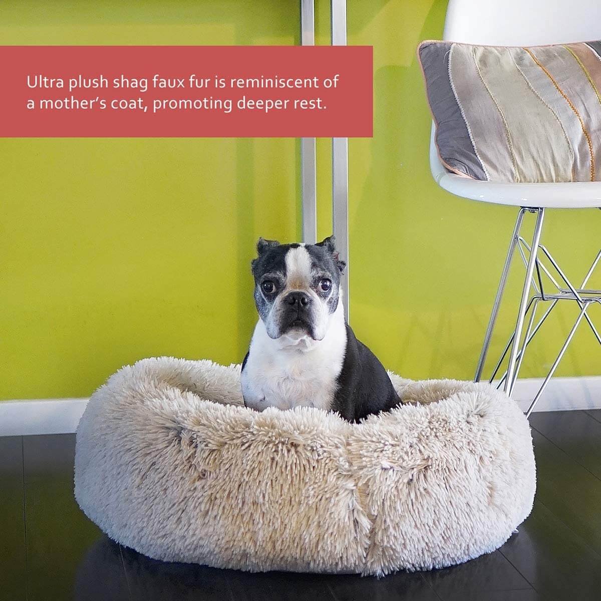 Round Plush Dog Bed Cat Bed Donut, Faux Fur Pet Bed Self - Warming Donut Cuddler - KnitFirst