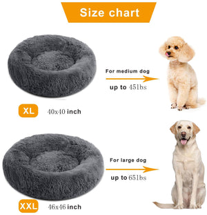 Round Plush Dog Bed Cat Bed Donut, Faux Fur Pet Bed Self - Warming Donut Cuddler - KnitFirst
