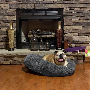 Round Plush Dog Bed Cat Bed Donut, Faux Fur Pet Bed Self - Warming Donut Cuddler - KnitFirst