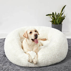 Round Plush Dog Bed Cat Bed Donut, Faux Fur Pet Bed Self - Warming Donut Cuddler - KnitFirst