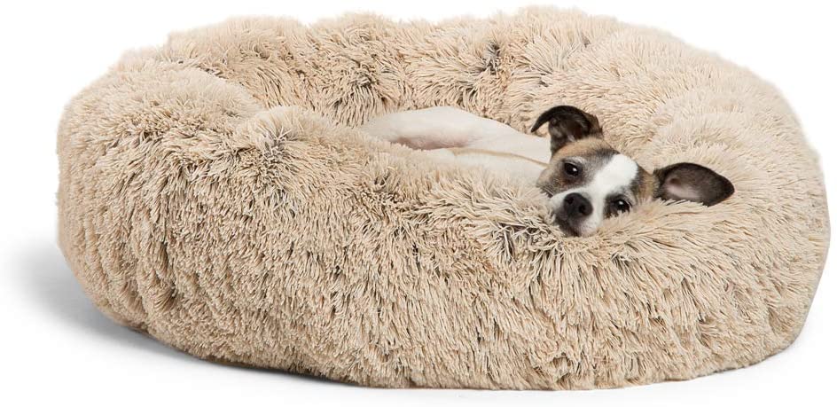 Round Plush Dog Bed Cat Bed Donut, Faux Fur Pet Bed Self - Warming Donut Cuddler - KnitFirst