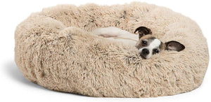 Round Plush Dog Bed Cat Bed Donut, Faux Fur Pet Bed Self - Warming Donut Cuddler - KnitFirst