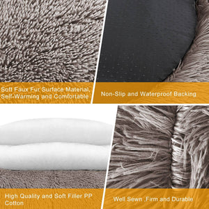 Round Plush Dog Bed Cat Bed Donut, Faux Fur Pet Bed Self - Warming Donut Cuddler - KnitFirst