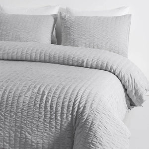 Seersucker Washed Cotton Duvet Cover sets - Gray FULL/QUEEN/KING - KnitFirst
