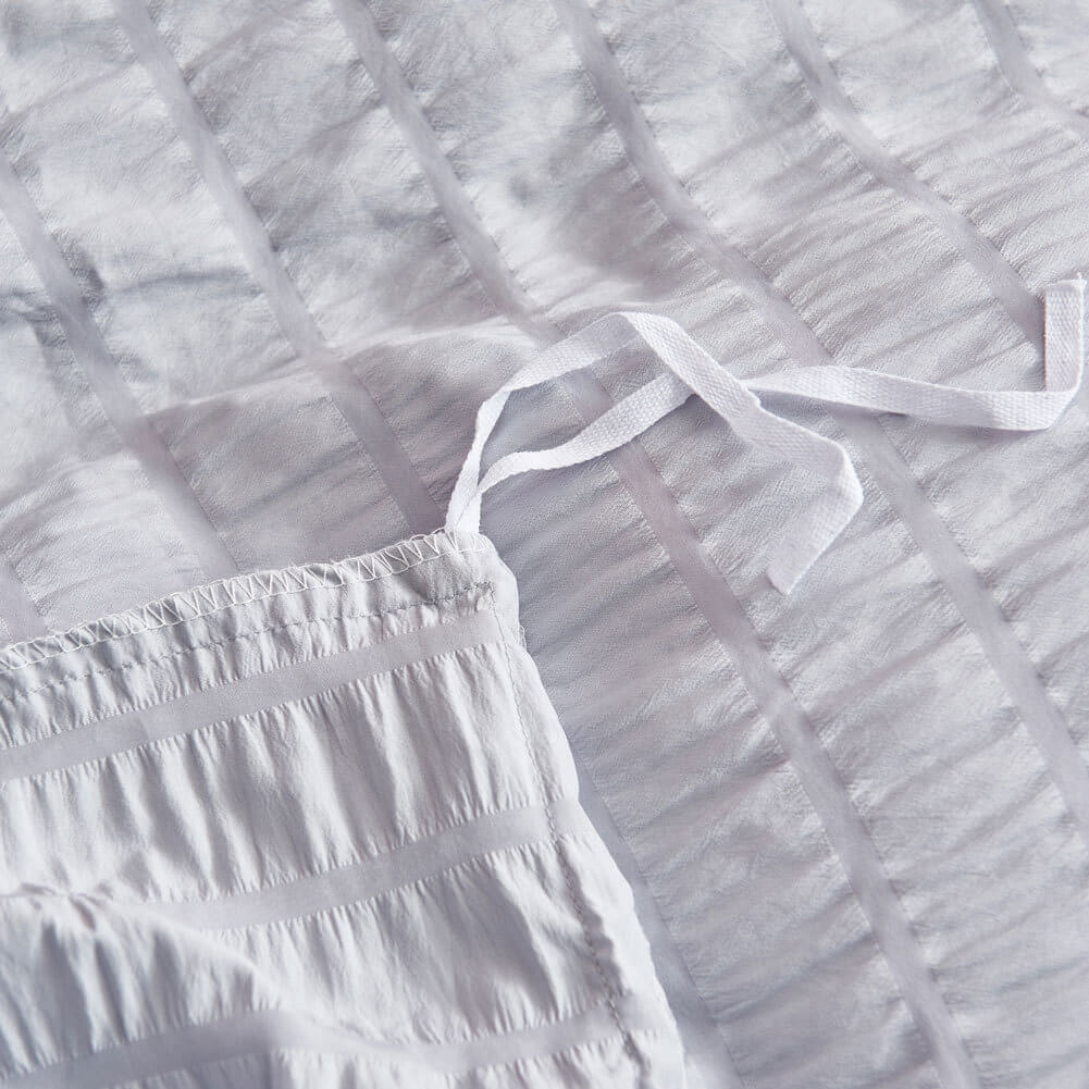 Seersucker Washed Cotton Duvet Cover sets - Gray FULL/QUEEN/KING - KnitFirst