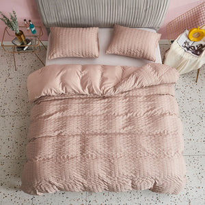 Seersucker Washed Cotton Duvet Cover sets - Gray FULL/QUEEN/KING - KnitFirst
