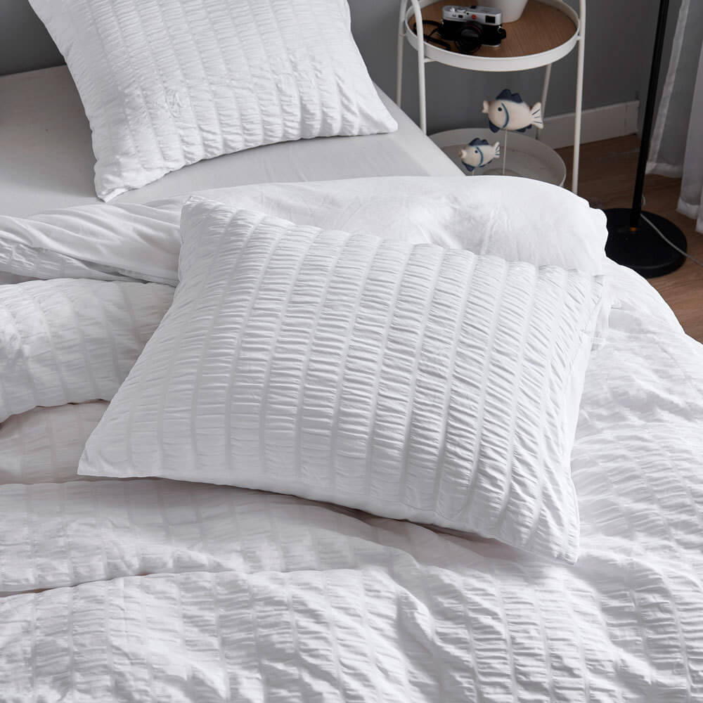 Seersucker Washed Cotton Duvet Cover sets - Gray FULL/QUEEN/KING - KnitFirst