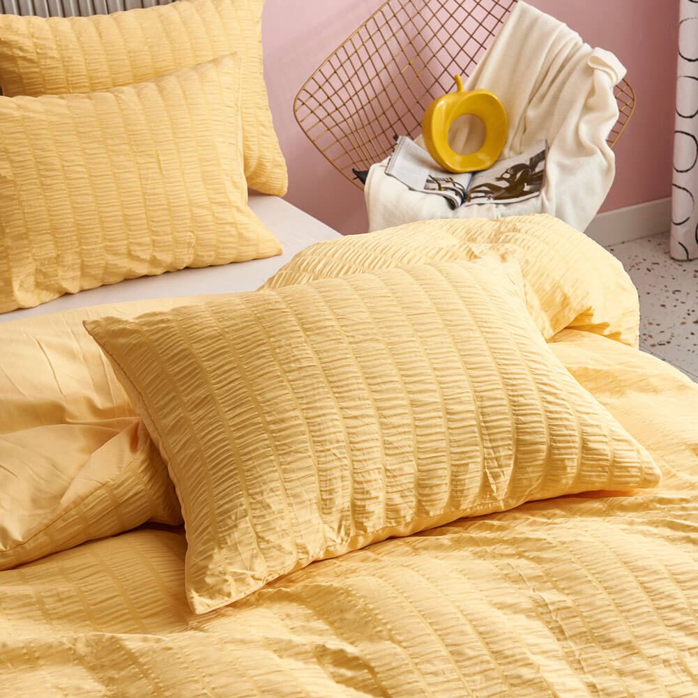 Seersucker Washed Cotton Duvet Cover sets - Gray FULL/QUEEN/KING - KnitFirst