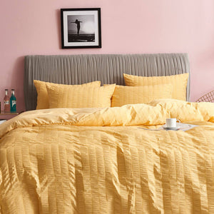 Seersucker Washed Cotton Duvet Cover sets - Gray FULL/QUEEN/KING - KnitFirst