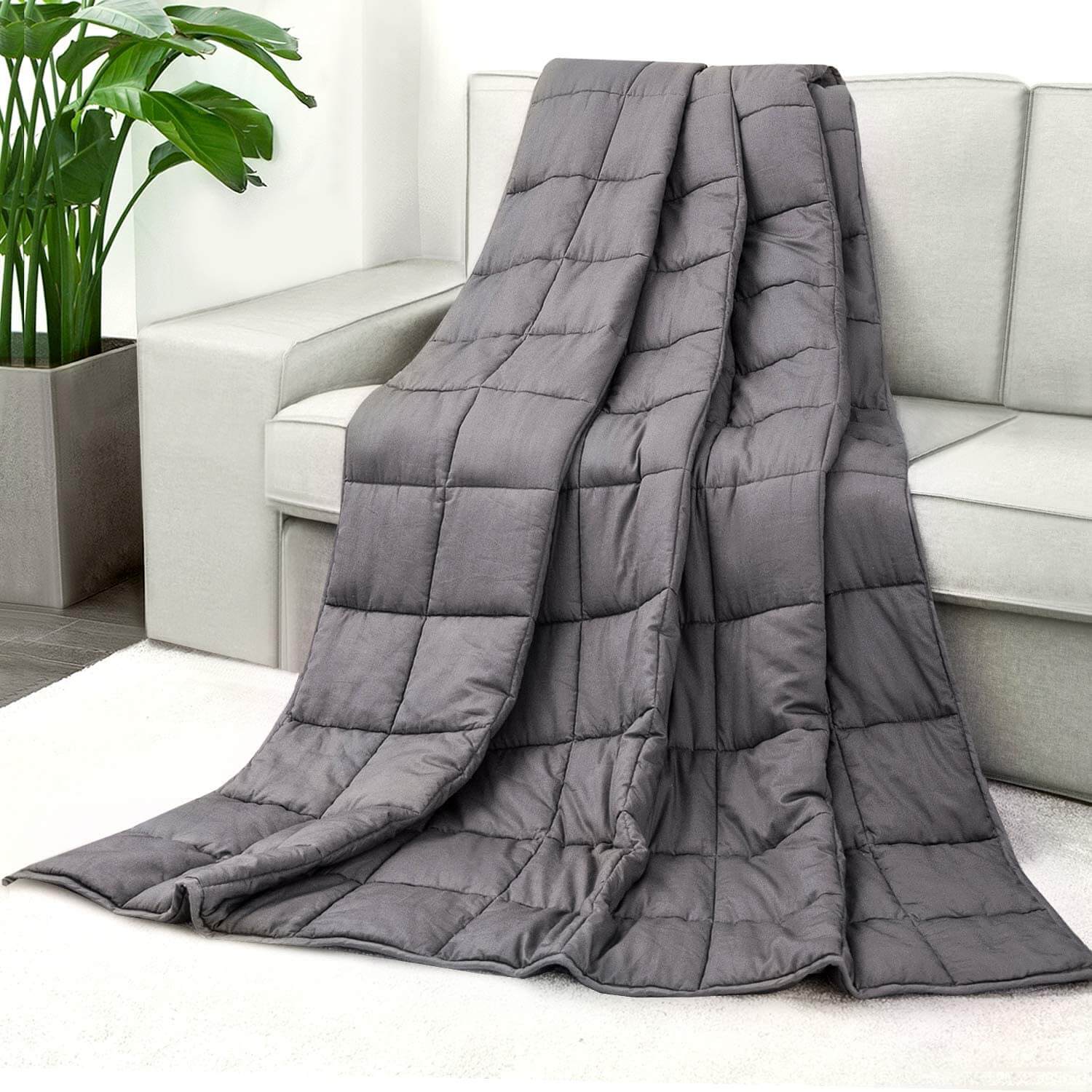 Soft Cotton Weighted Blanket, Glass Beads - Dark Grey - KnitFirst