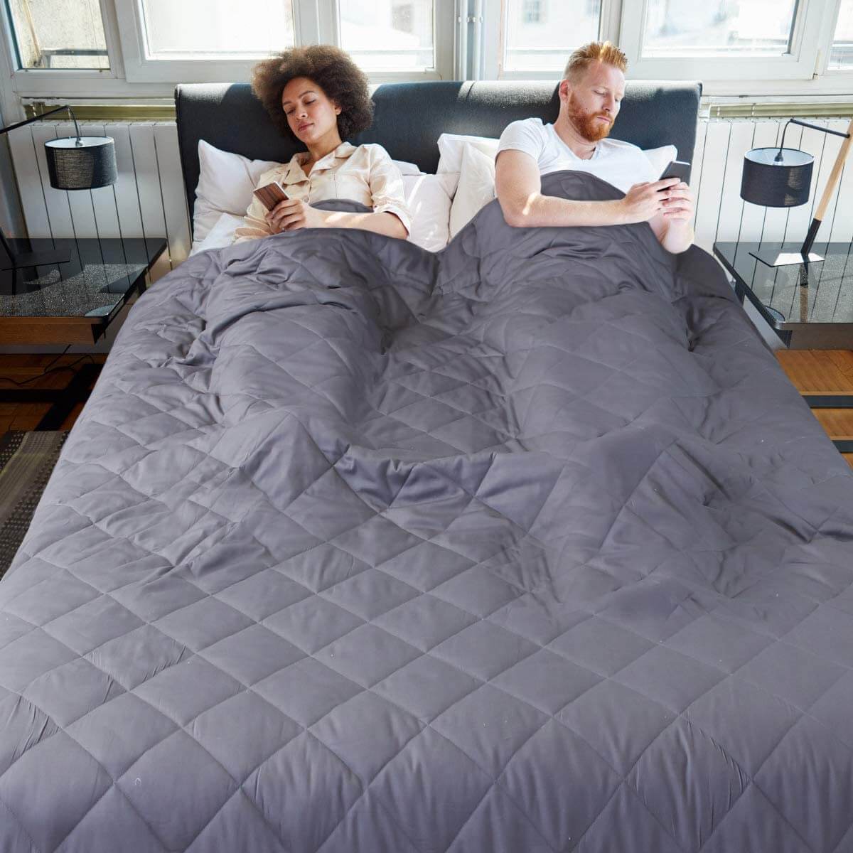 Soft Cotton Weighted Blanket, Glass Beads - Dark Grey - KnitFirst