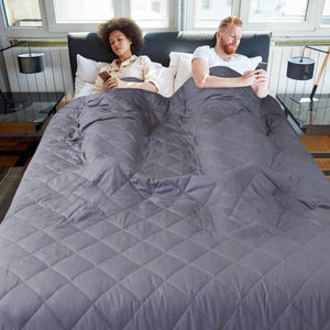 Soft Cotton Weighted Blanket, Glass Beads - Dark Grey - KnitFirst