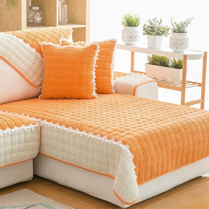 Super Soft Plush Couch Cover, Anti - Slip Sectional Couch Cover, L Shape Sofa Cover - KnitFirst