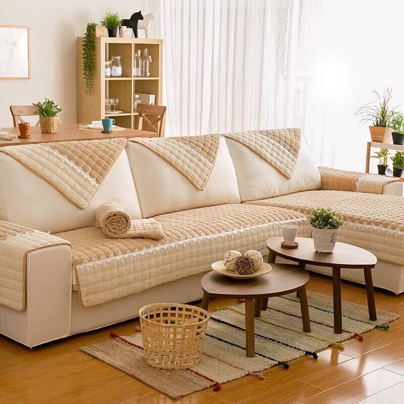 Super Soft Plush Couch Cover, Anti - Slip Sectional Couch Cover, L Shape Sofa Cover - KnitFirst
