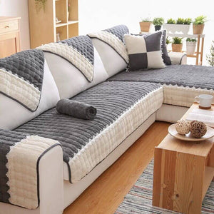 Super Soft Plush Couch Cover, Anti - Slip Sectional Couch Cover, L Shape Sofa Cover - KnitFirst