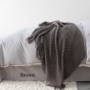 Tassels Knitted Blanket - 60"x70" - KnitFirst