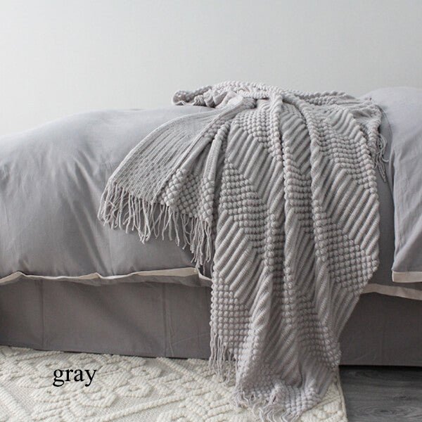 Tassels Knitted Blanket - 60"x70" - KnitFirst