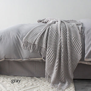 Tassels Knitted Blanket - 60"x70" - KnitFirst