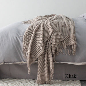 Tassels Knitted Blanket - 60"x70" - KnitFirst