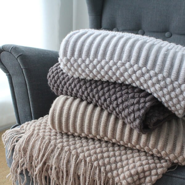 Tassels Knitted Blanket - 60"x70" - KnitFirst