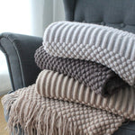Tassels Knitted Blanket - 60"x70" - KnitFirst