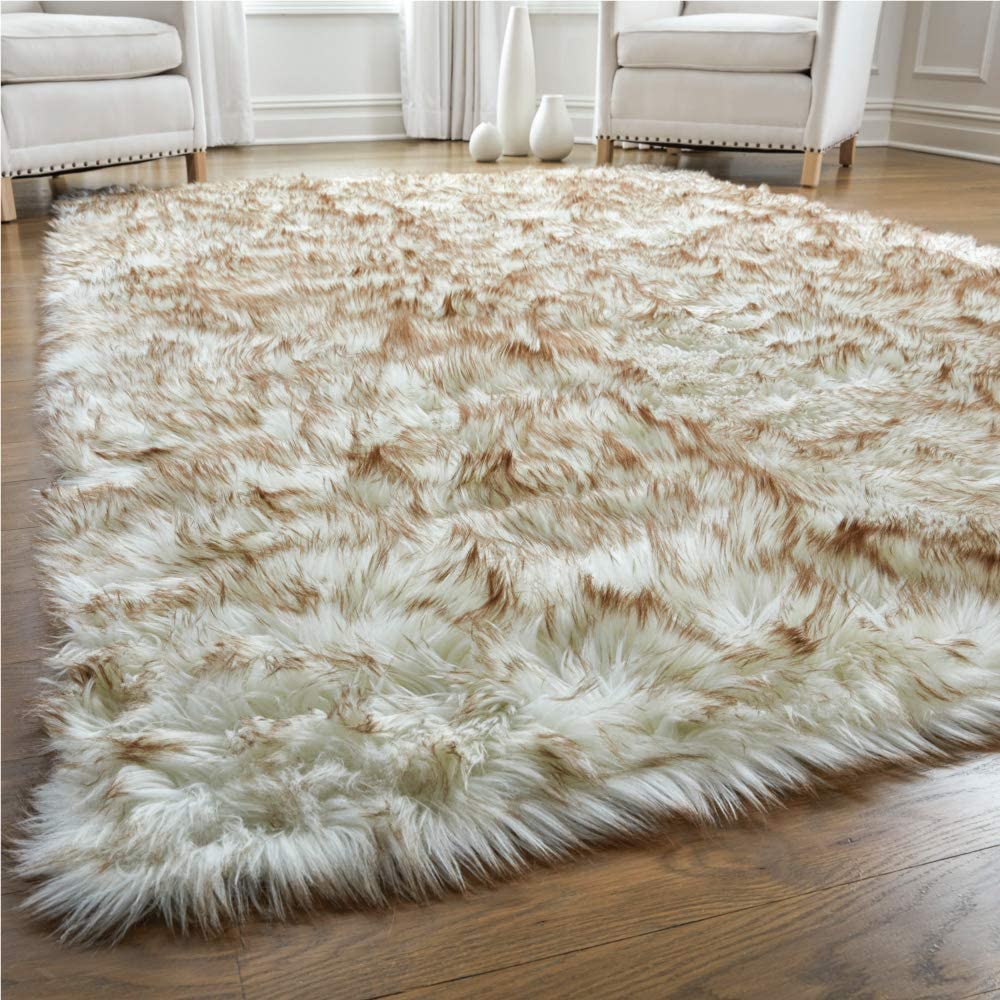 SHCKE Plush Faux Fur Area Rug Soft Fluffy Velvet Carpet Soft Fluffy Carpets  Shaggy Area Rugs Decorative Floor Mat for Living Room Dining Room Home