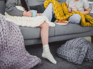 Yellow chunky knitted blanket - KnitFirst