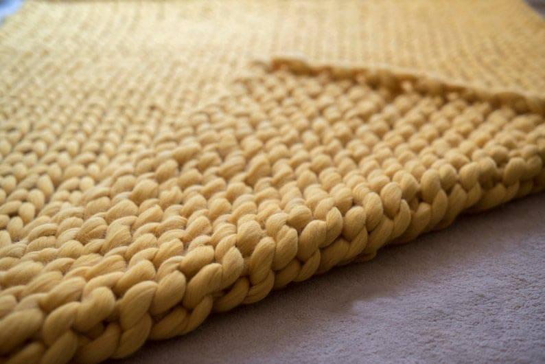 Yellow chunky knitted blanket - KnitFirst